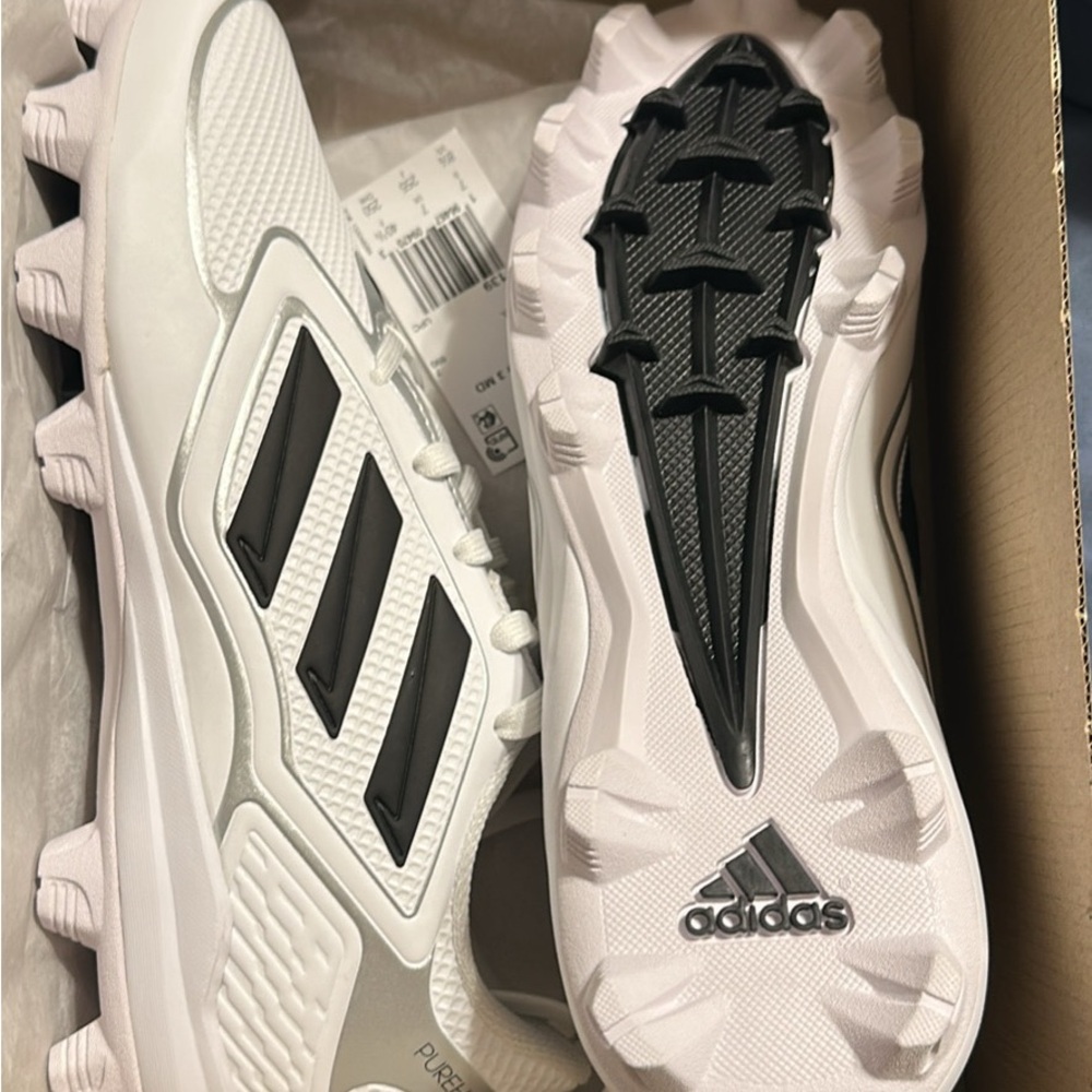 Adidas White and Softball Black Cleats